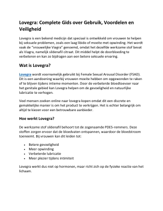 Lovegra Complete Gids over Gebruik, Voordelen en Veiligheid