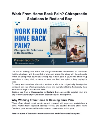 Work From Home Back Pain? Chiropractic Solutions in Redland Bay