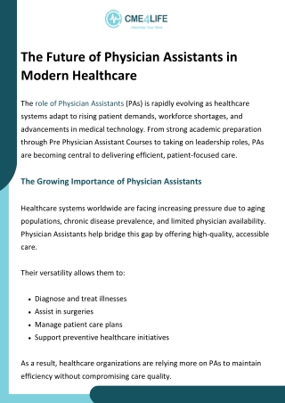 The Future of Physician Assistants in Modern Healthcare