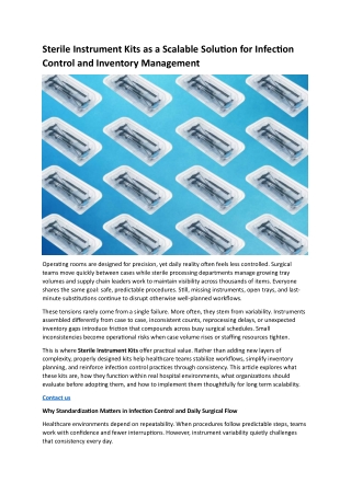 Sterile Instrument Kits as a Scalable Solution for Infection Control and Inventory Management