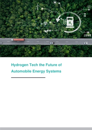 Hydrogen Tech the Future of Automobile Energy Systems
