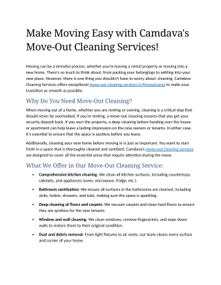 3- Make Moving Easy with Camdava's Move-Out Cleaning Services!