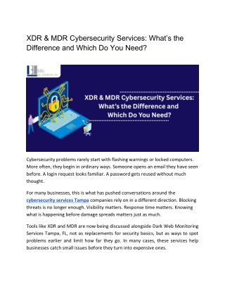 XDR & MDR Cybersecurity Services What’s the Difference and Which Do You Need