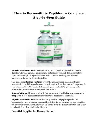 How to Reconstitute Peptides Complete Step-by-Step Guide