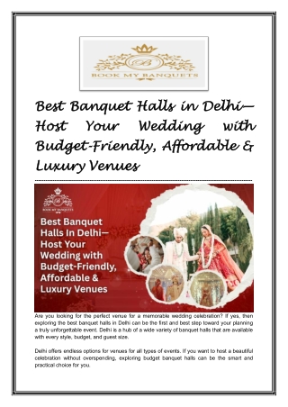 Grab Best Banquet Halls in Delhi- BookMyBanquets