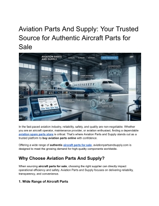 Aviation Parts And Supply_ Your Trusted Source for Authentic Aircraft Parts for Sale