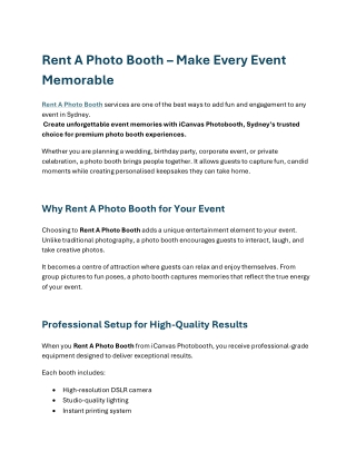 Rent A Photo Booth for Weddings & Parties