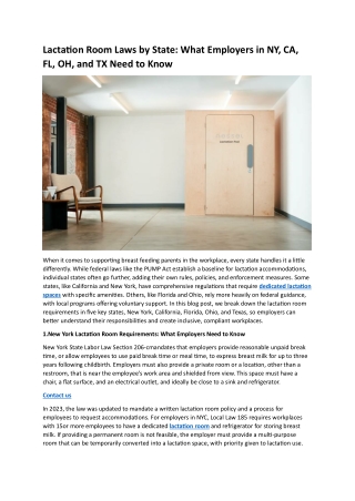 Lactation Room Laws by State- What Employers in NY, CA, FL, OH, and TX Need to Know