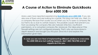 Simple Steps to Eliminate QuickBooks Error 6000 308