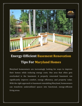 Energy-Efficient Basement Renovation Tips For Maryland Homes