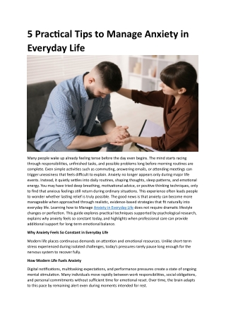 5 Practical Tips to Manage Anxiety in Everyday Life