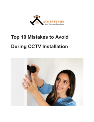 Top 10 Mistakes to Avoid During CCTV Installation