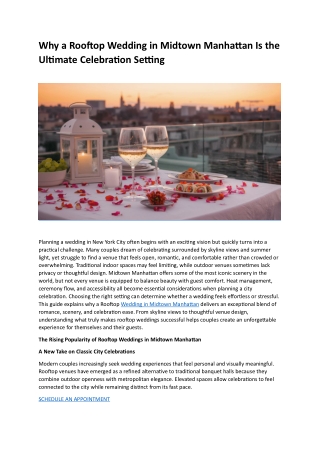 Why a Rooftop Wedding in Midtown Manhattan Is the Ultimate Celebration Setting