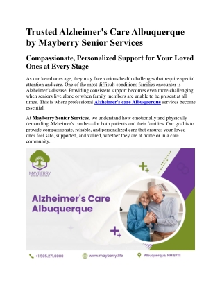 Trusted Alzheimer’s Care Albuquerque by Mayberry Senior Services