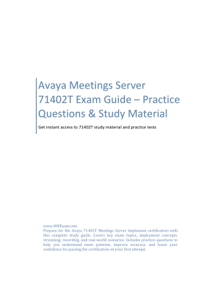 Avaya Meetings Server 71402T Exam Guide – Practice Questions & Study Material