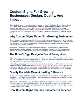 Custom Signs For Growing Businesses: Design, Quality, And Impact