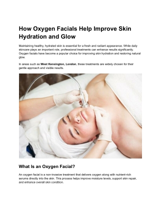 Oxygen Facials for Hydrated & Glowing Skin in London