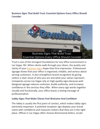 Business Signs That Build Trust: Essential Options Every Office Should Consider