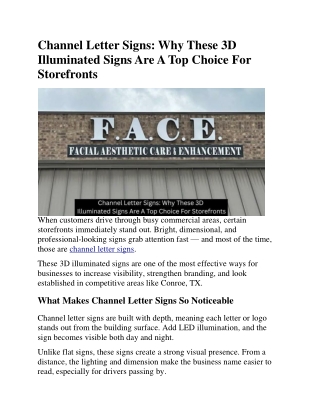 Channel Letter Signs: Why These 3D Illuminated Signs Are A Top Choice For Storef