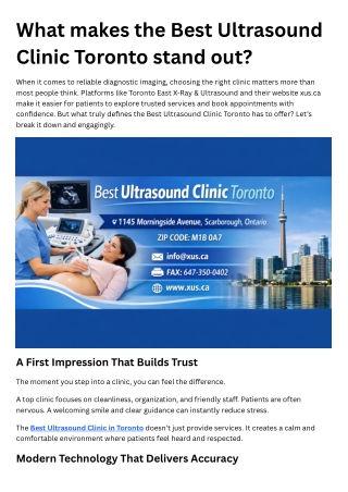 What makes the Best Ultrasound Clinic Toronto stand out