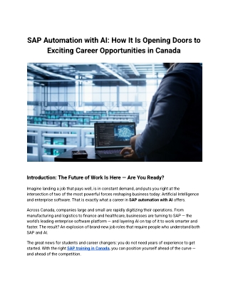 SAP Automation with AI_ How It Is Opening Doors to Exciting Career Opportunities in Canada