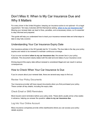 Don’t Miss It_ When Is My Car Insurance Due and Why It Matters