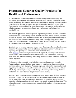 Pharmaqo Premium Performance & Wellness Products