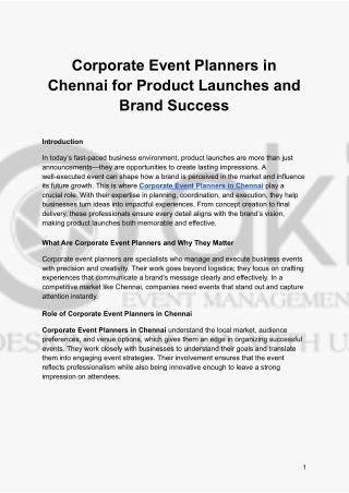 Corporate Event Planners in Chennai for Product Launches and Brand Success