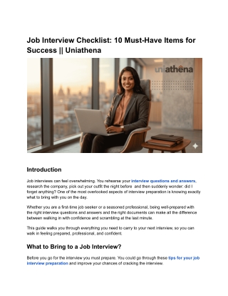 Job Interview Checklist:10 Must-Have Items for Success||Uniathena