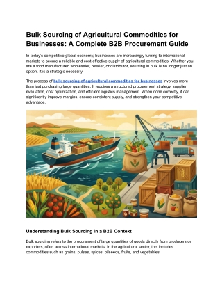 Bulk Sourcing of Agricultural Commodities for Businesses