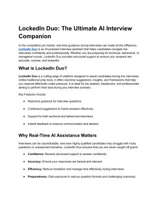 LockedIn Duo: AI-Powered Interview Companion for Professionals