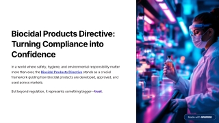 Biocidal Products Directive: Turning Compliance into Confidence