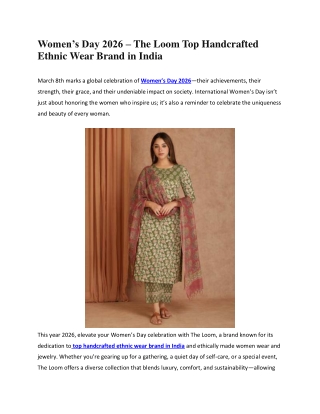 The Loom Top Handcrafted Ethnic Wear Brand in India