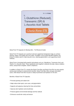 Glutia Forte TX: Benefits, Uses & Complete Guide for Skin Health