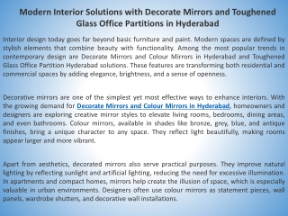 Modern Interior Solutions with Decorate Mirrors and Toughened Glass Office Parti