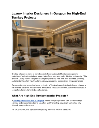 Luxury Interior Designers in Gurgaon for High-End Turnkey Projects