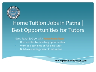 Apply Now for Home Tuition Jobs in Patna | High Demand for Tutors