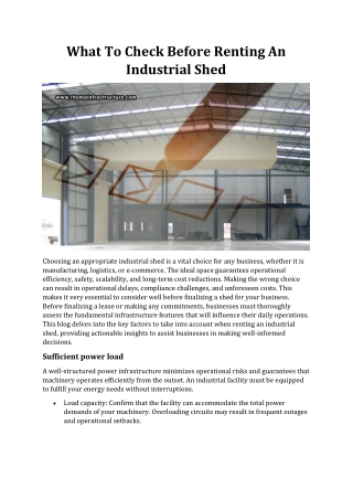 What To Check Before Renting An Industrial Shed