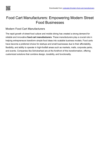 Food Cart Manufacturers- Empowering Modern Street Food Businesses
