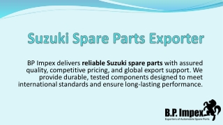 BP Impex Trusted Source for Genuine Suzuki Spare Parts