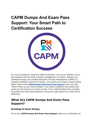 CAPM Dumps And Exam Pass Support_ Your Smart Path to Certification Success