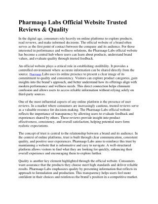 Pharmaqo Labs Official Website Trusted Reviews & Quality