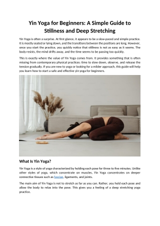 Yin Yoga for Beginners - A Simple Guide to Stillness and Deep Stretching