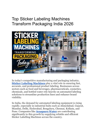 Top Sticker Labeling Machines Transform Packaging India 2026