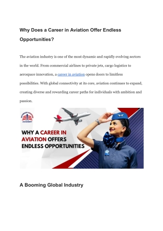 Why Does a Career in Aviation Offer Endless Opportunities?