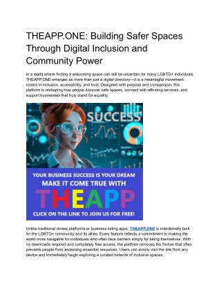 THEAPP.ONE_ Building Safer Spaces Through Digital Inclusion and Community Power