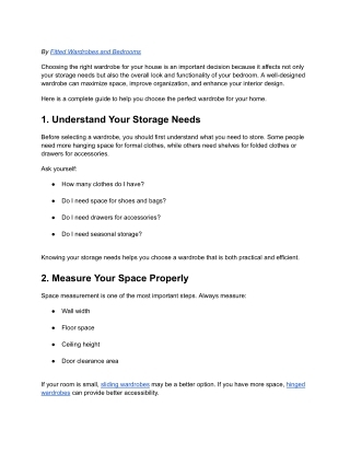 How to Choose the Right Wardrobes for Your House