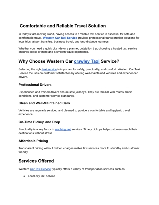 Western Car Taxi Service