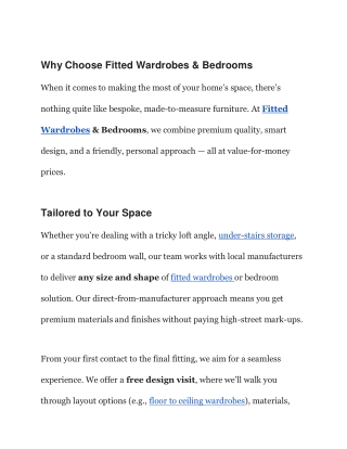 Why Choose Fitted Wardrobes & Bedrooms