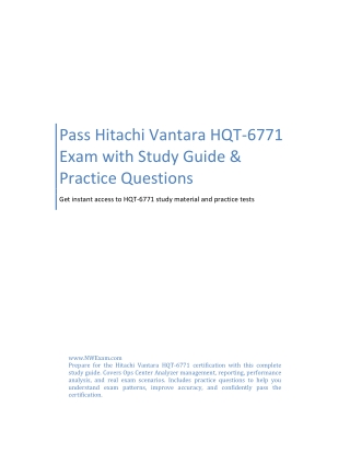 Pass Hitachi Vantara HQT-6771 Exam with Study Guide & Practice Questions